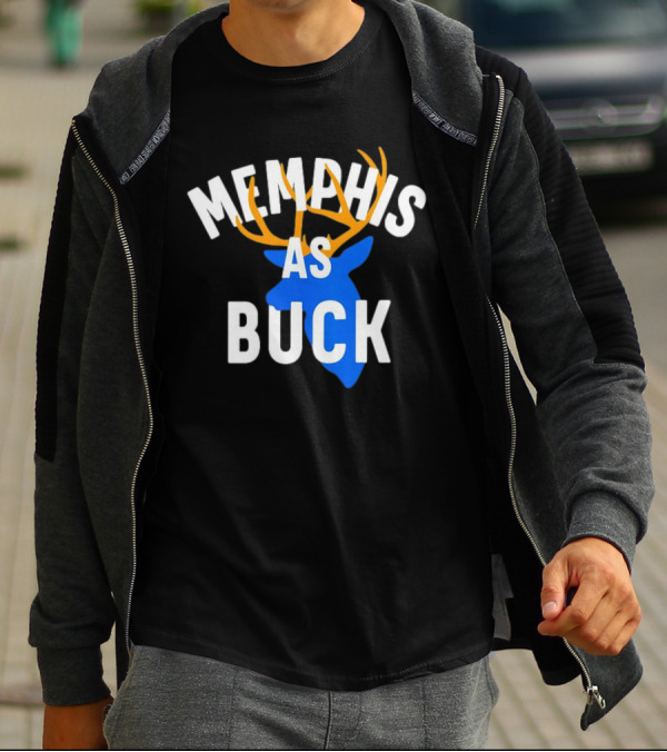 Memphis As Buck Blue Deer Head With Antlers T-Shirt