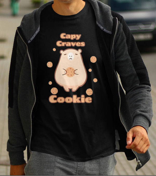 Capy Craves Cookie Capybara Surrounded By Cookies T-Shirt