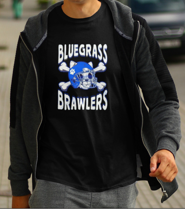 Bluegrass Brawlers Kentucky Wildcats Blue Skeleton Helmet With Bones T-Shirt