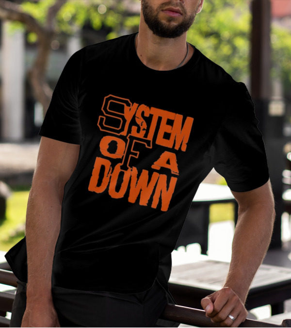 System Of A Down SF Giants Style Stacked Text T-Shirt