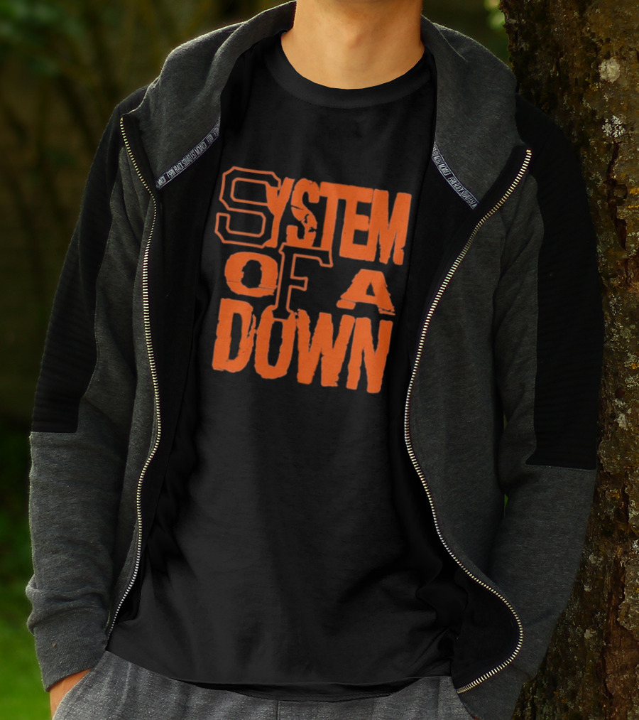 System Of A Down SF Giants Style Stacked Text T-Shirt