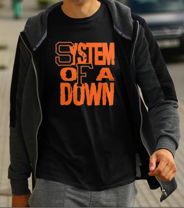 System Of A Down SF Giants Style Stacked Text T-Shirt