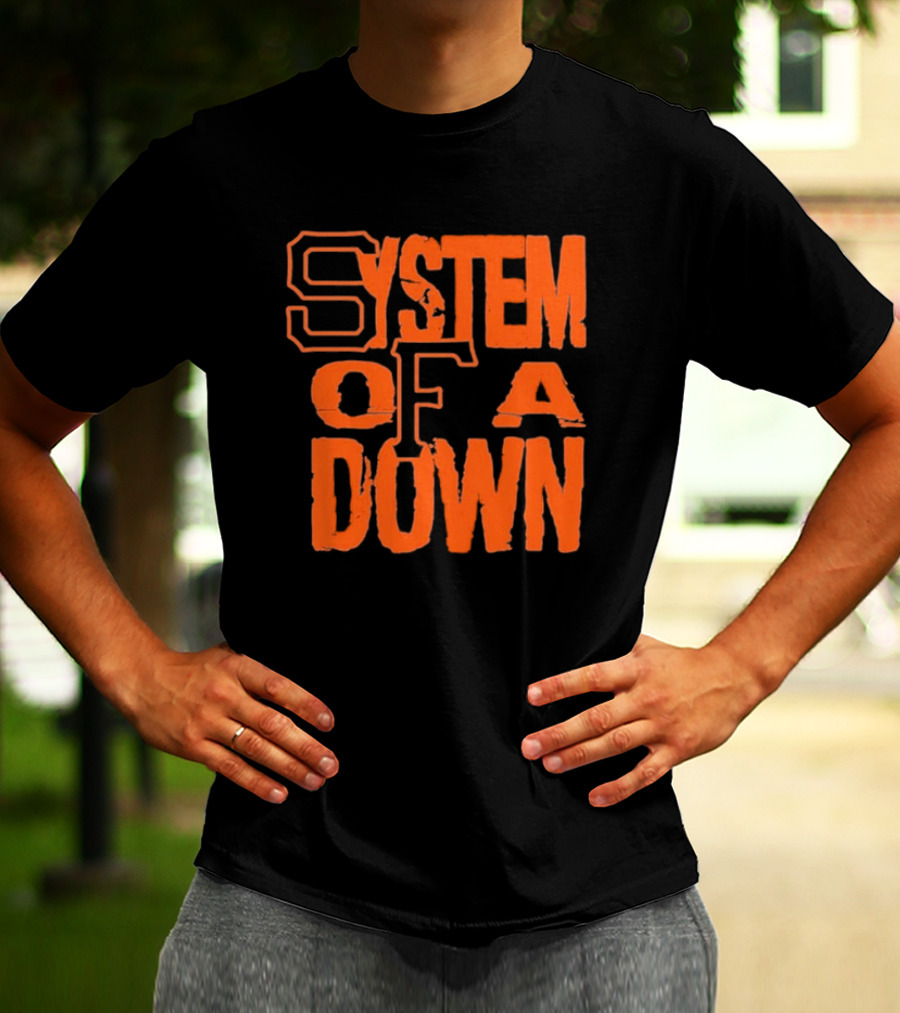 System Of A Down SF Giants Style Stacked Text T-Shirt