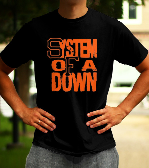 System Of A Down SF Giants Style Stacked Text T-Shirt