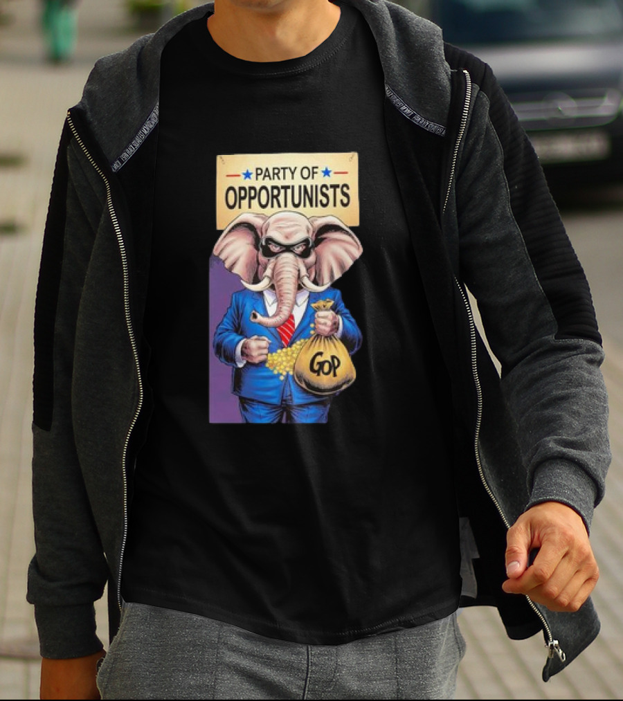 Party Of Opportunists GOP Elephant With Money Bag T-Shirt