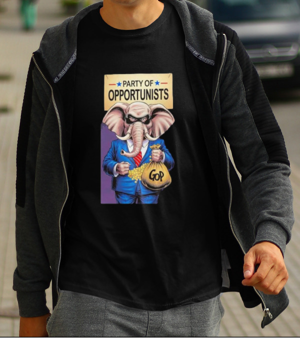 Party Of Opportunists GOP Elephant With Money Bag T-Shirt
