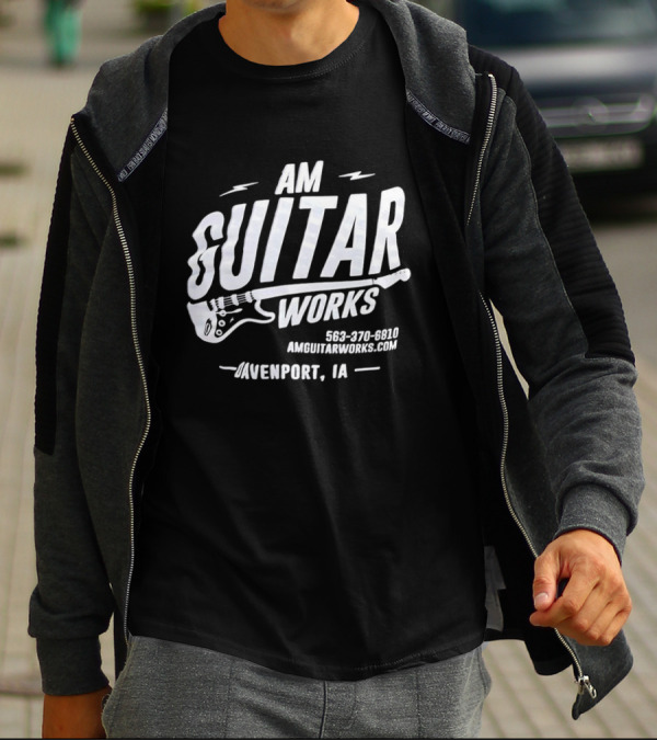 AM Guitar Works Davenport IA 563-370-6810 Amguitarworks.com T-Shirt