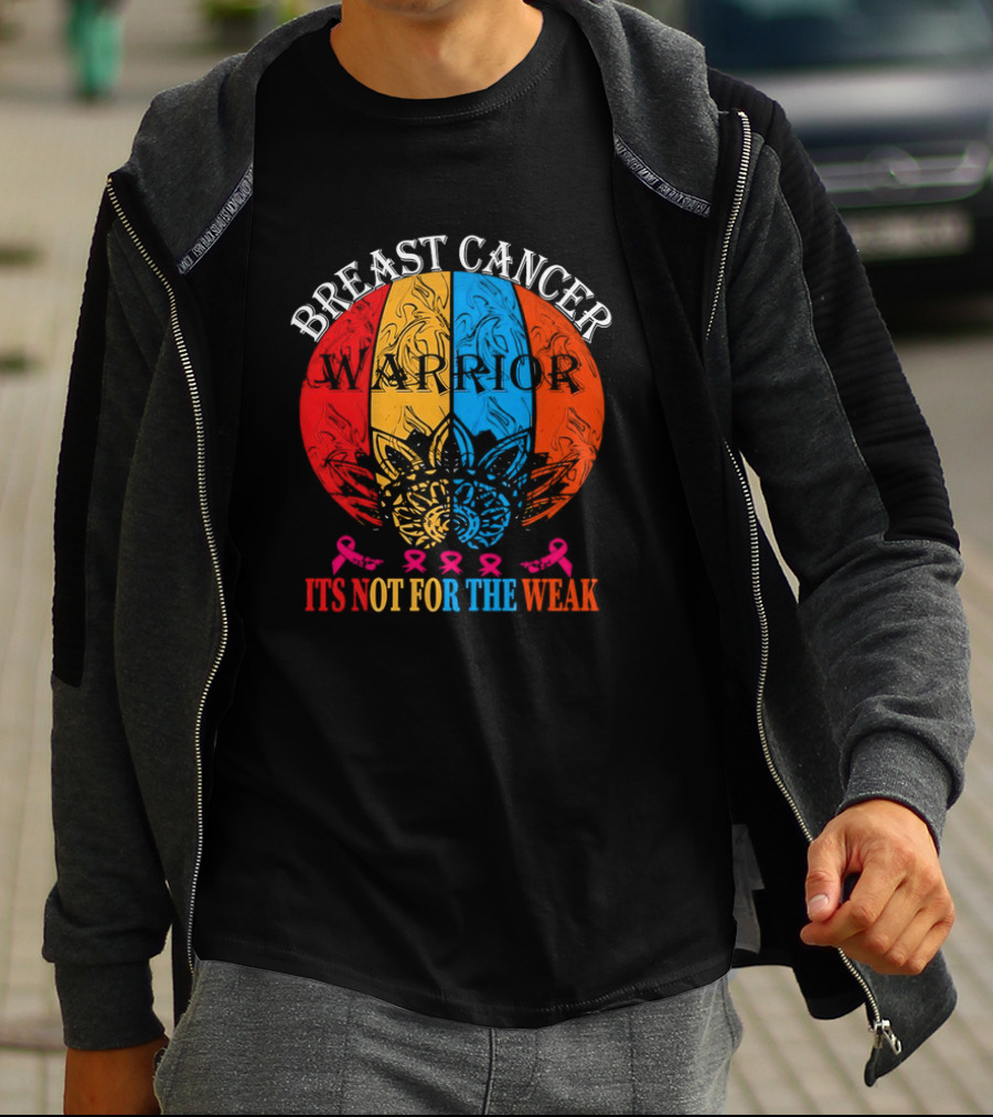 Breast Cancer Warrior Not For The Weak Ribbon Mandala T-Shirt