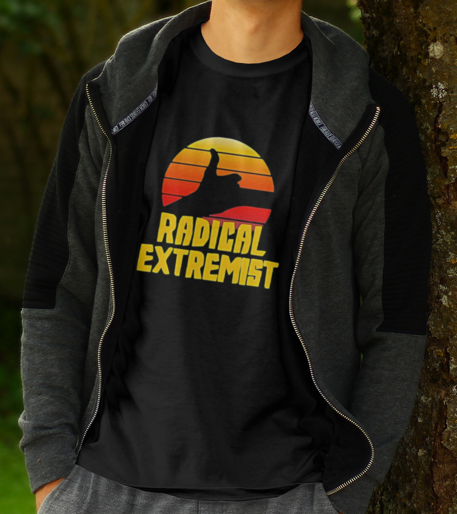 Radical Extremist Vintage Sunset Shaka Hand Gesture T-Shirt