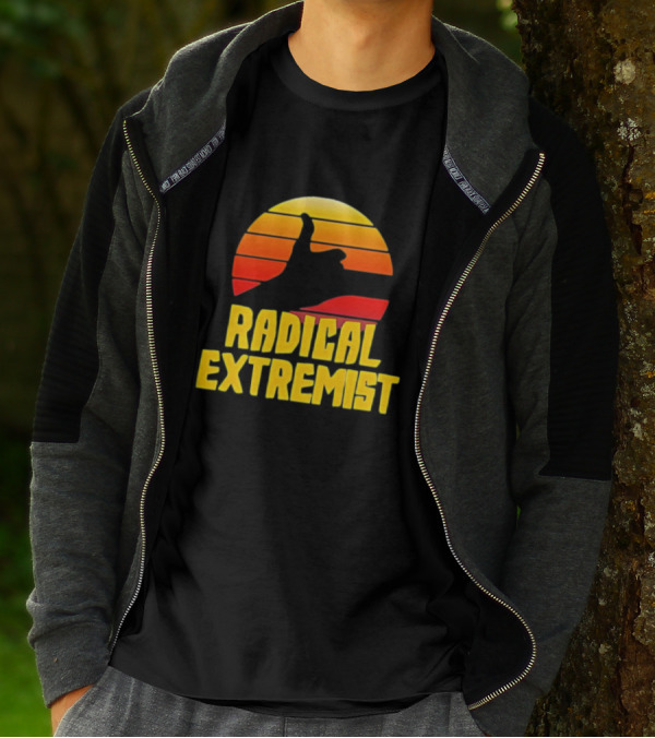 Radical Extremist Vintage Sunset Shaka Hand Gesture T-Shirt