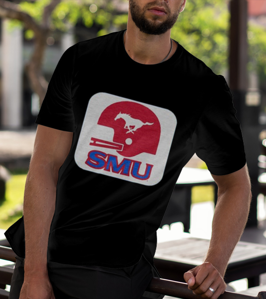 SMU Mustangs Football Red Helmet T-Shirt