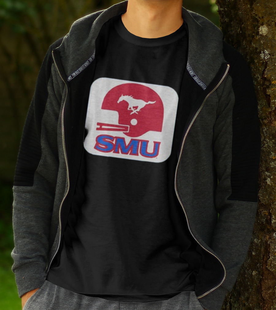 SMU Mustangs Football Red Helmet T-Shirt