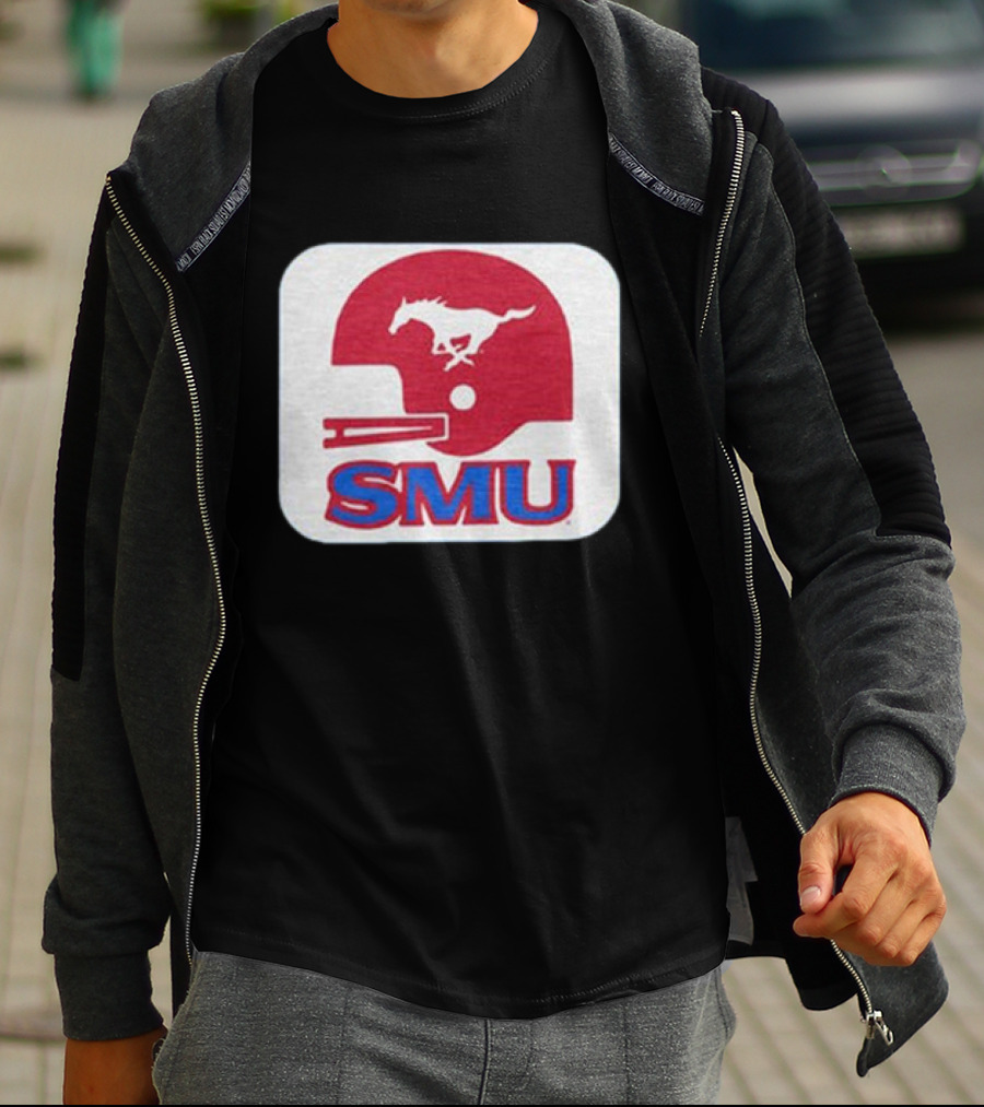 SMU Mustangs Football Red Helmet T-Shirt