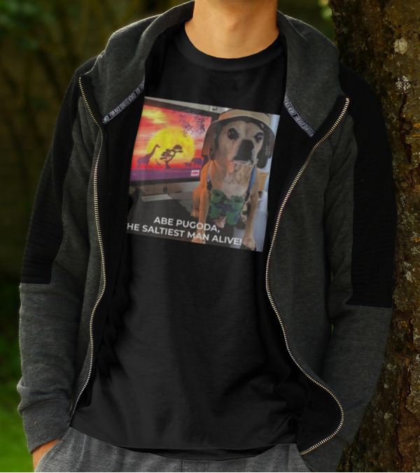 Abe Pugoda The Saltiest Man Alive Funny Pug Safari Adventure T-Shirt