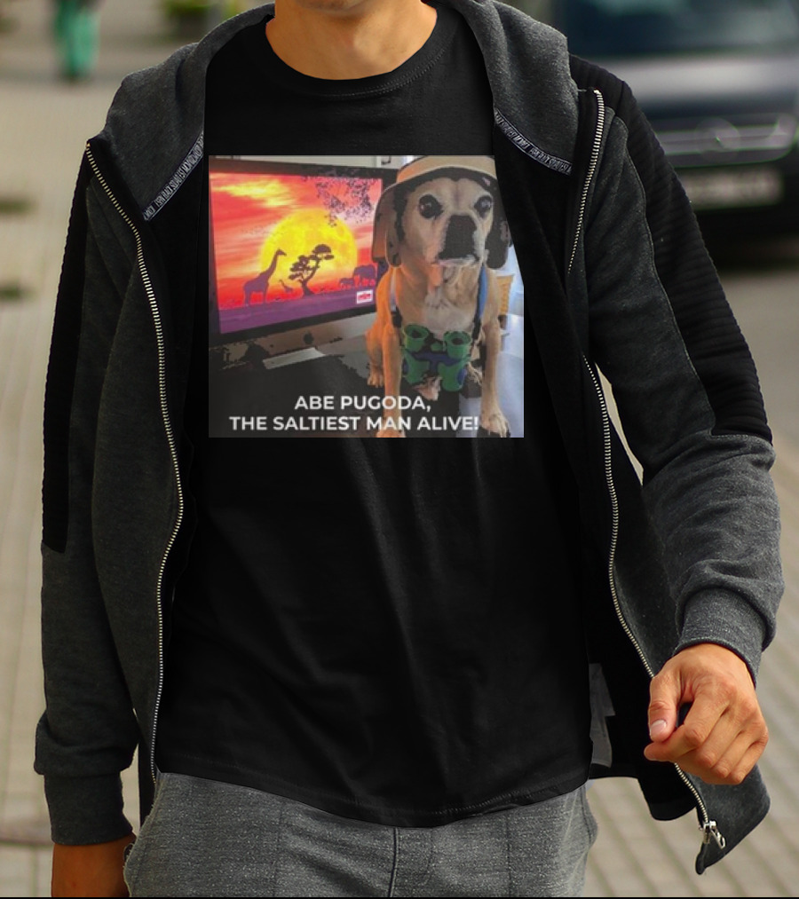 Abe Pugoda The Saltiest Man Alive Funny Pug Safari Adventure T-Shirt