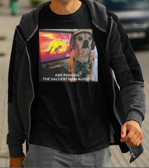 Abe Pugoda The Saltiest Man Alive Funny Pug Safari Adventure T-Shirt