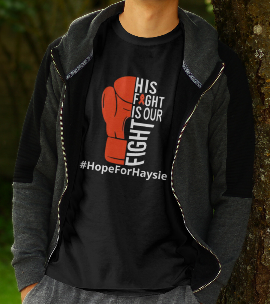 His Fight Is Our Fight Hope For Haysie Boxing Glove Ribbon Awareness T-Shirt