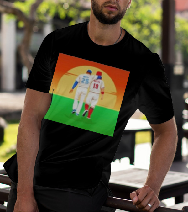 Devon White And Joey Votto Sunset Sports Moment Embrace T-Shirt