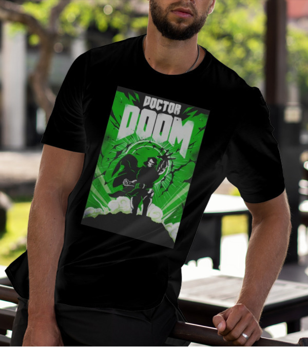 Doctor Doom Doomsday Green Energy Burst Comic Style Villain Power Stance T-Shirt