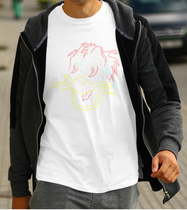 Disney Donald Duck Melting Face Neon Outline Retro Hot Peppers T-Shirt