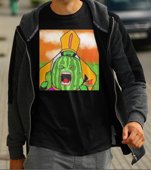 Angry Watermelon Priest In Colorful Robes T-Shirt
