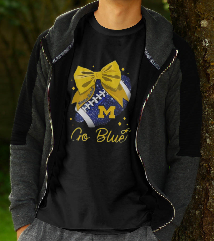 Michigan Wolverines Football Go Blue Bow Girl Michigan Proud T-Shirt