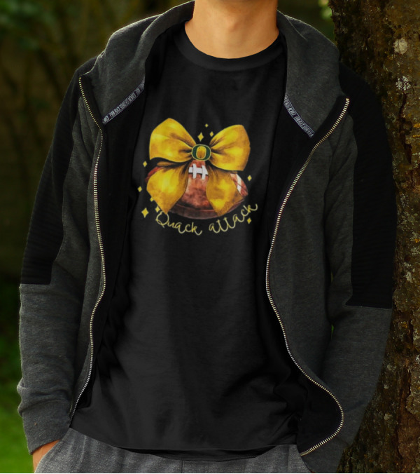Oregon Ducks Quack Attack Football Bow T-Shirt