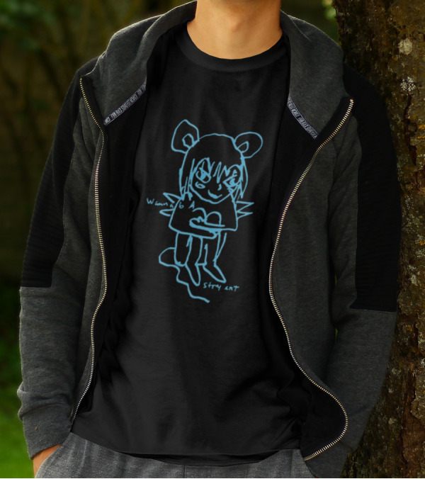 Stray Rats I Wanna Be Blue Sketch Character With Mouse Ears And Spiky Wings T-Shirt
