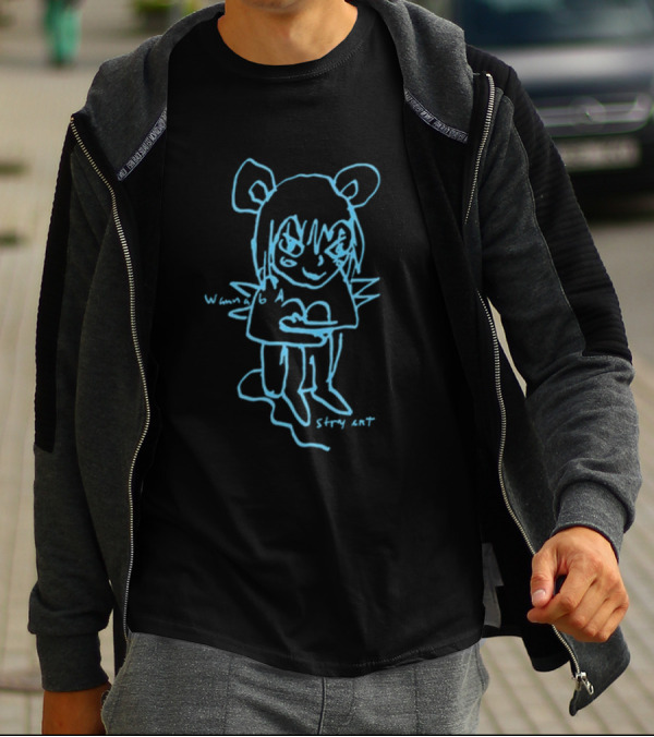 Stray Rats I Wanna Be Blue Sketch Character With Mouse Ears And Spiky Wings T-Shirt