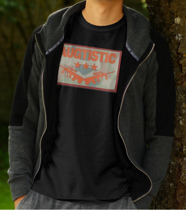 AUGTISTIC Stars And Rifles On Camouflage Background T-Shirt