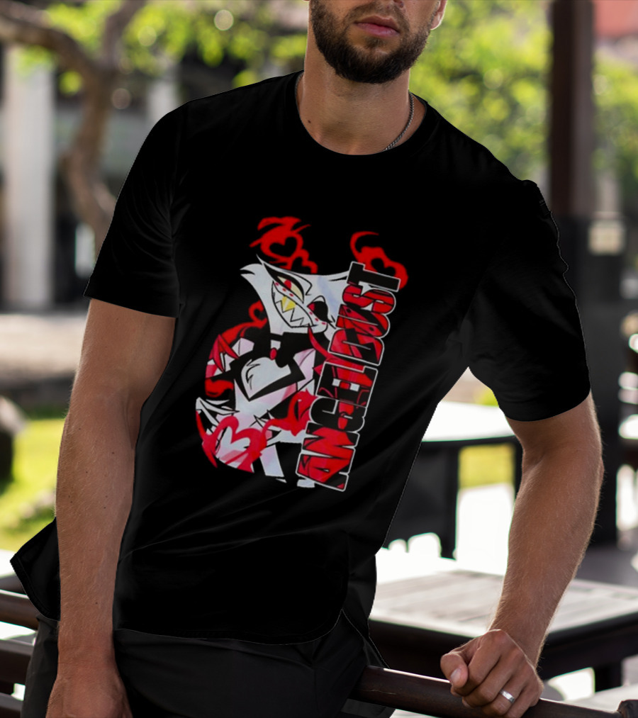 Hazbin Hotel Angel Dust Character With Red Flames T-Shirt