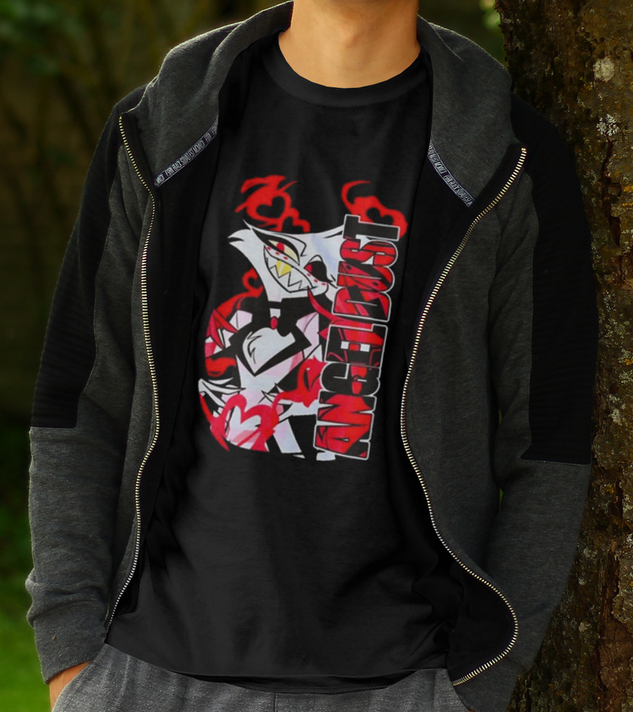 Hazbin Hotel Angel Dust Character With Red Flames T-Shirt