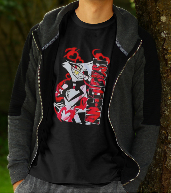Hazbin Hotel Angel Dust Character With Red Flames T-Shirt