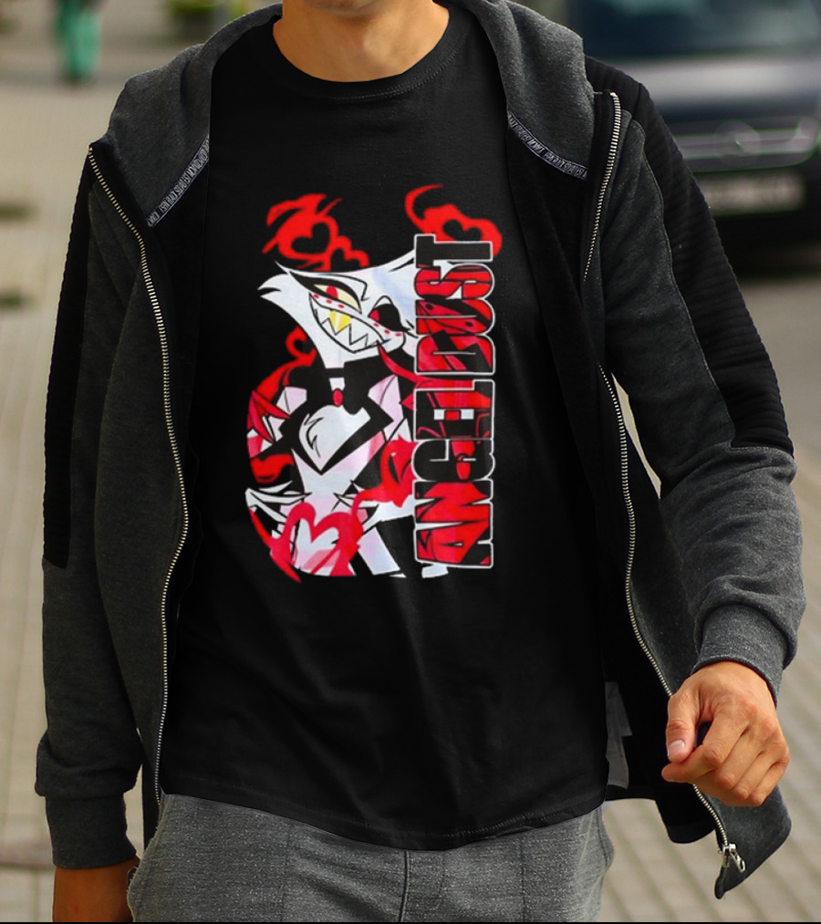 Hazbin Hotel Angel Dust Character With Red Flames T-Shirt