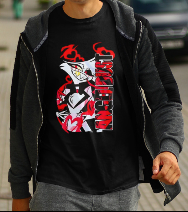 Hazbin Hotel Angel Dust Character With Red Flames T-Shirt