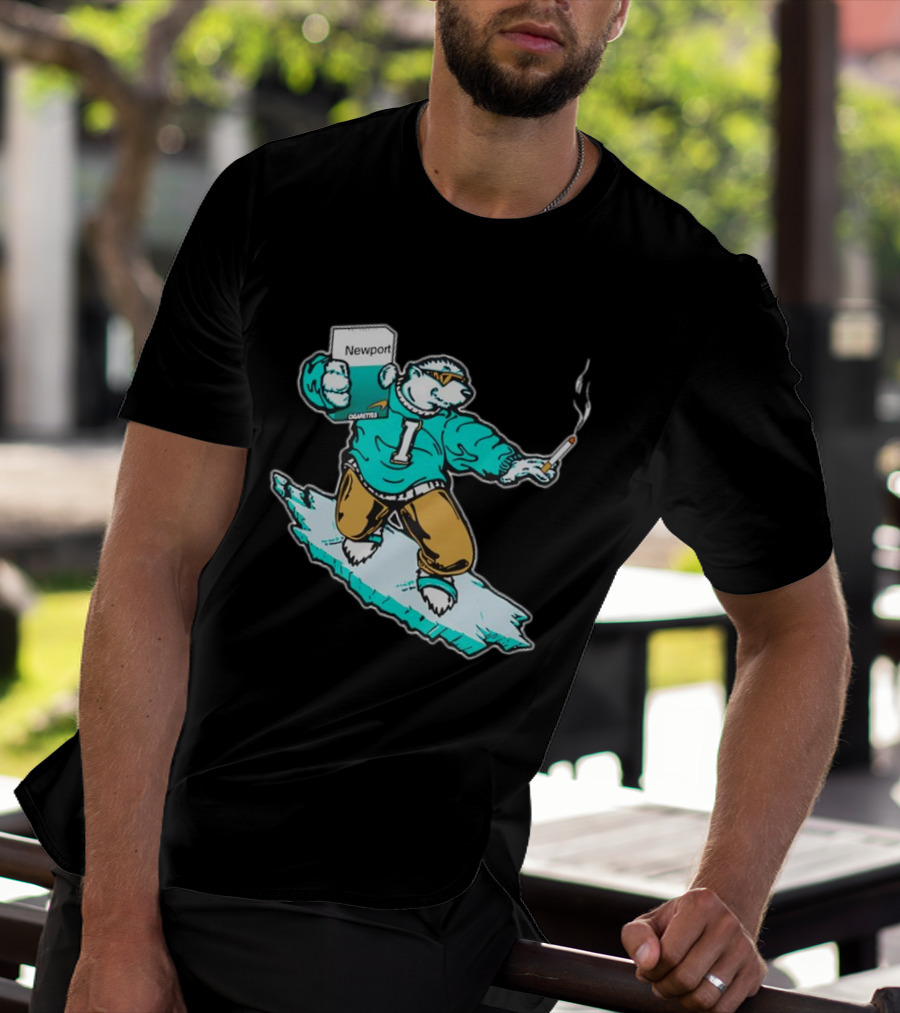 Newport Cigarettes Icee Bear Smoking Hockey T-Shirt
