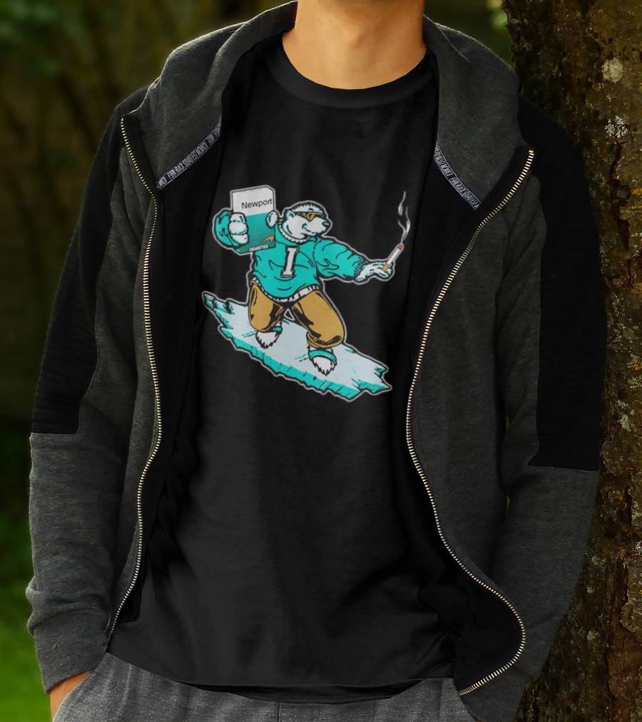Newport Cigarettes Icee Bear Smoking Hockey T-Shirt