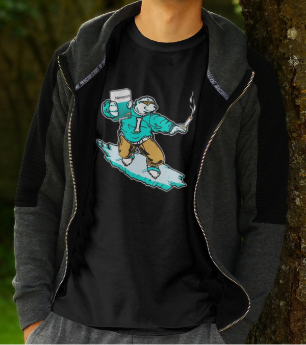 Newport Cigarettes Icee Bear Smoking Hockey T-Shirt