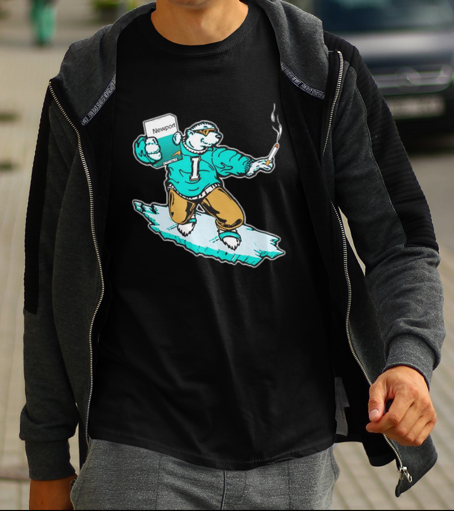 Newport Cigarettes Icee Bear Smoking Hockey T-Shirt