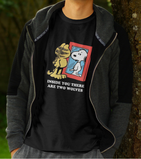 Garfield Inside You There Are Two Wolves Snoopy Reflection T-Shirt