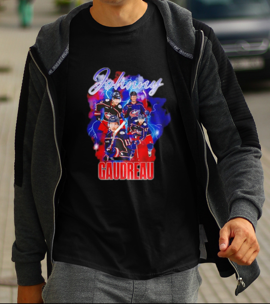 Johnny Gaudreau Columbus Blue Jackets Lightning Action T-Shirt