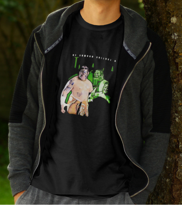 The Samoan Bulldozer Umaga Wrestler Graphic With Green Highlights T-Shirt