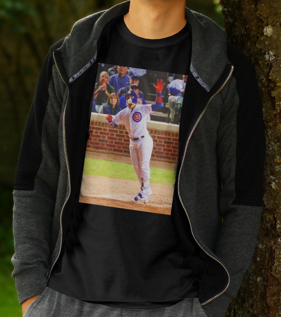 Javy Baez Chicago Cubs Blows A Bubble Hitting Second Home Run Baseball Action T-Shirt