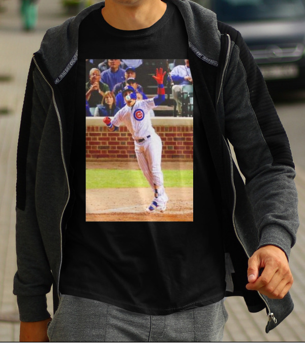 Javy Baez Chicago Cubs Blows A Bubble Hitting Second Home Run Baseball Action T-Shirt