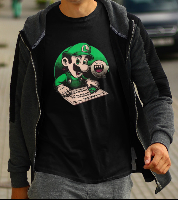 Luigi Green Ouija Board With Boo Ghost T-Shirt