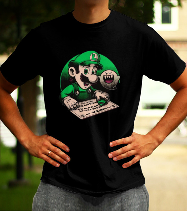 Luigi Green Ouija Board With Boo Ghost T-Shirt