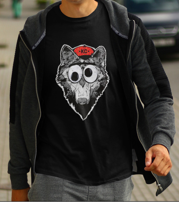 KC Wolf Pack Googly Eyes Icon With Red Cap T-Shirt