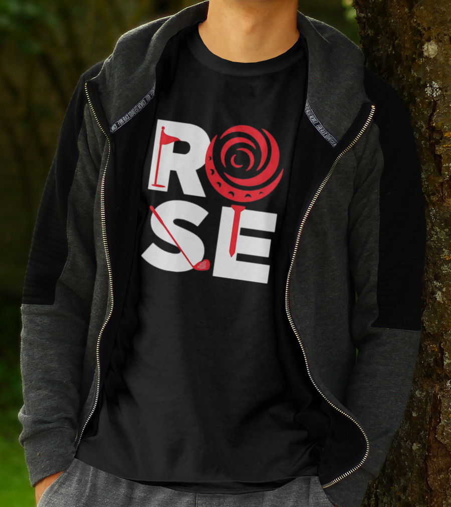 Rose Golf Flag Swirl Iconic Stacked Letters T-Shirt