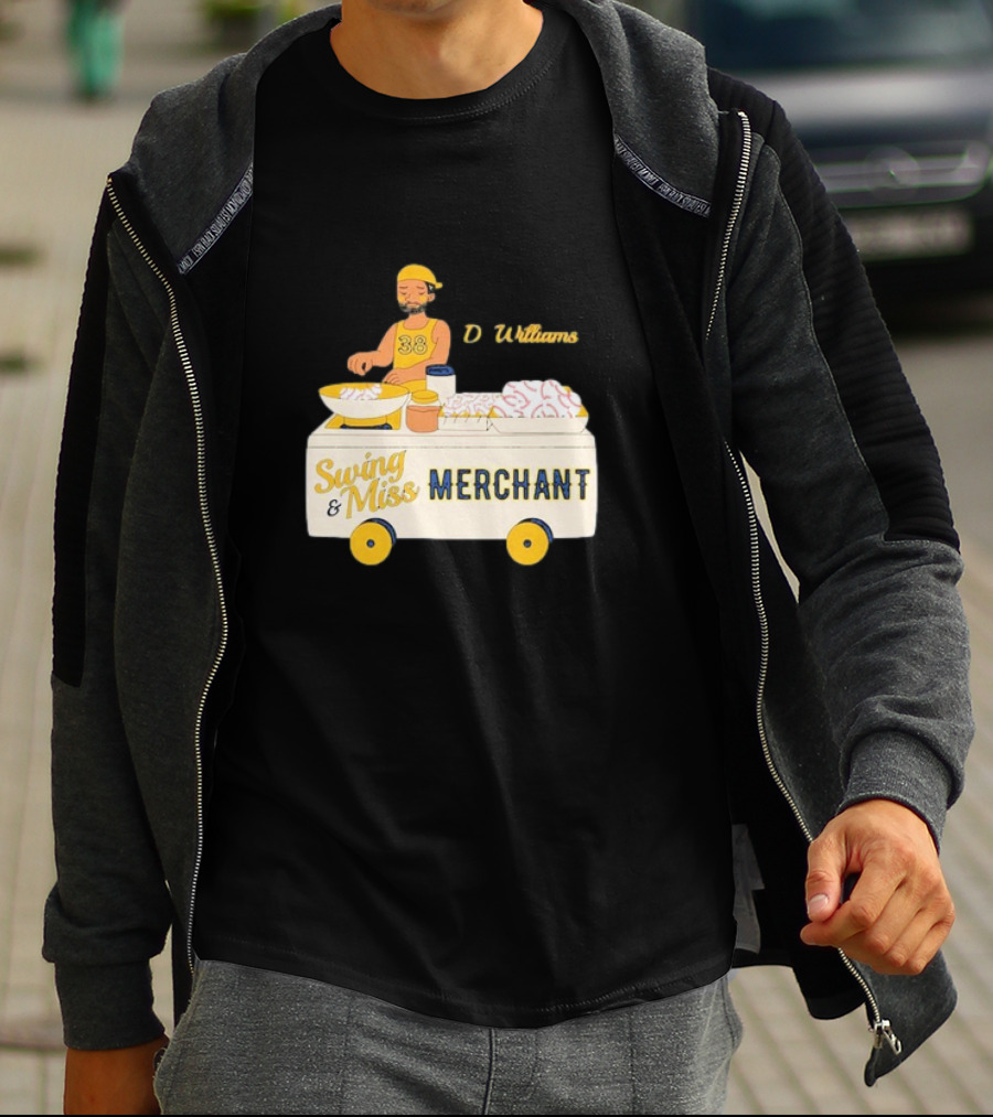 Devin Williams Swing And Miss Merchant Milwaukee Brewers Cartoon Baseball 38 T-Shirt