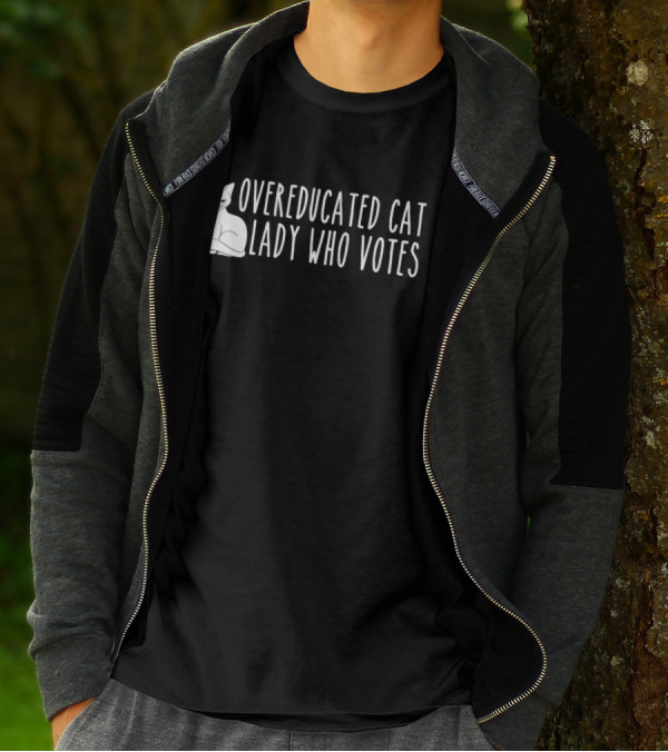 Overeducated Cat Lady Who Votes Cat T-Shirt
